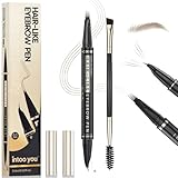 Intoo You 30° Curved Eyebrow Pencil, Magic 2 in 1 Eyebrow Pen Pro, Waterproof Eye Brow Pen with 4 Tips, Vivid Microblading Brow Pencils for Women, Last All Day Makeup (Light Brown)
