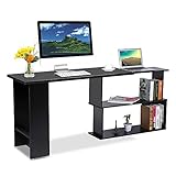 Ecke Computer Tisch, drehbar 360 ° Winkel, L-PC Laptop Schreibtisch Studie Tisch Workstation mit 2 Ablagen für Zuhause und Büro
