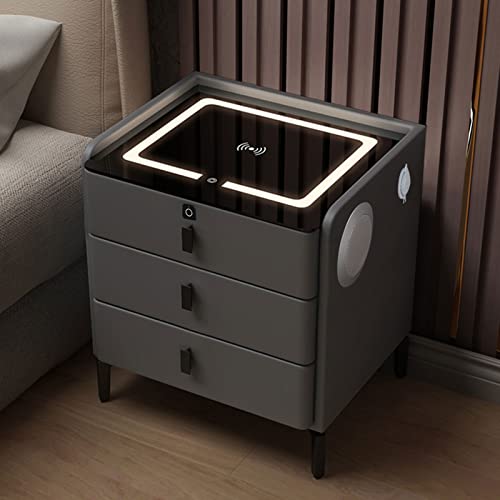Table de chevet Bluetooth avec station de charge USB et rangement 3 tiroirs