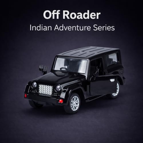 Image of Off-Road SUV Toy Car with Push-Back Action & Openable Doors| Durable ABS Plastic Off-Roader Vehicle Toy for Kids (3+ Years)|Black