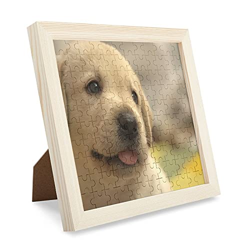 120ピース ジグソーパズル ラブラドールレトリバーの子犬 木製パズル puzzle ジグソーフォトフレーム 写真立て 卓上置き スタンド付き 大人用 子供用 誕生日 プレゼント ムデスクトップデコレーション寮の部屋 装飾 フォトフレーム付属