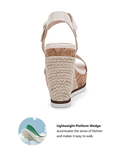 Image of Coutgo Women's Espadrille Wedge Platform Sandals Open Toe Ankle Buckle Strap Casual Summer Shoes