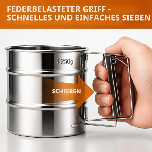 Foto von Mehlsieb Edelstahl 250 g, Einhand-Sieb für Mehl und Puderzucker