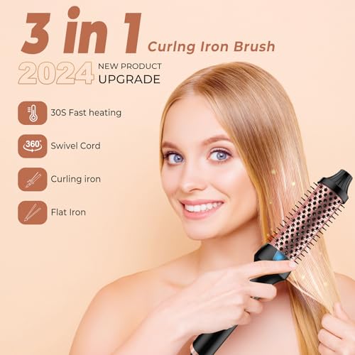Brosse à boucles chaude à température réglable pour brushing sans frisottis