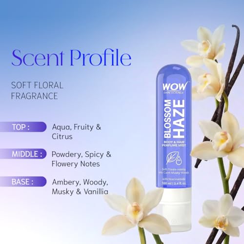 Image of WOW Skin Science Blossom Haze Unisex Body & Hair Perfume Mist | Skin-Close Floral Musk Fragrance with Niacinamide | Lightweight, Long-Lasting Mist for Men & Women | Soft Florals into Calm Musky Woods | 100 ml