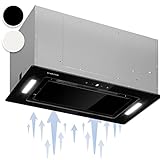 Klarstein Dunstabzugshaube Unterbau, Einbau-Dunstabzugshaube Flach mit Spülmaschinenfestem Aluminium-Fettfilter, 565,8m³/h Luftstrom, LEDs, Abzugshaube aus Stahl, Dunstabzugshaube ohne Abluftrohr