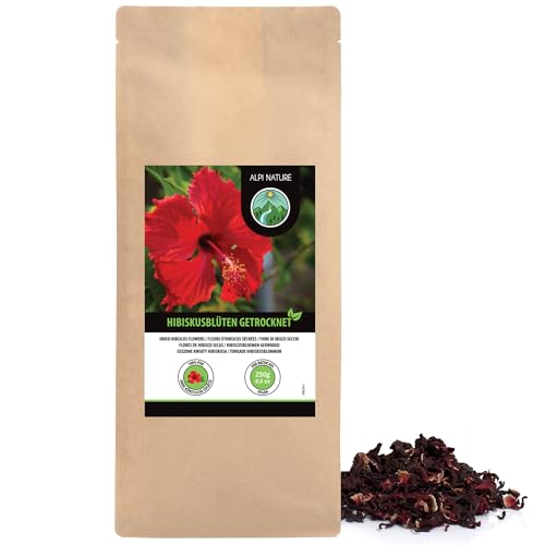 Alpi Nature Té de Hibisco Flor de Jamaica 250g, Flor de Hibisco Seca Entera con Pétalos, Té Suelto Alpi Nature Té de Hibisco Flor de Jamaica 250g, Flor de Hibisco Seca Entera con Pétalos, Té Suelto