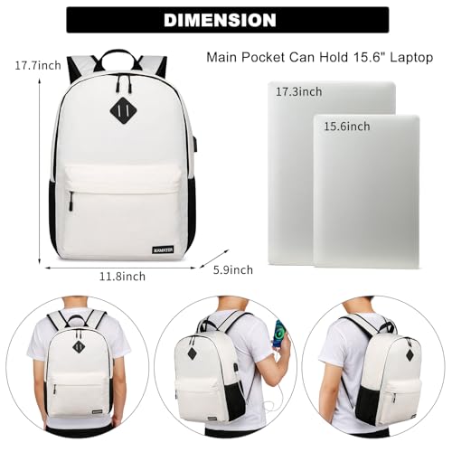 School Backpack for Teen Girls & College Women - 15.6 Inch Large Laptop Bookbag | High School College Computer Backpack, Beige4