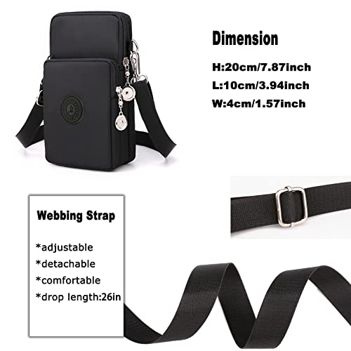 Image of LassZone Cellphone Purse Women Cellphone Crossbody Purse Phone Crossbody Bag Waterproof Nylon Wallet Wristlet Shoulder Bag