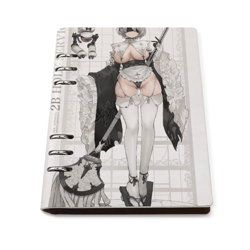 ノートブック ニーアオートマタ ヨルハ二号B型 PUレザー バインダーノート 手帳 ニメモ帳 日記帳 6穴 A5サイズ オフィス用品 文房具 差し替え可