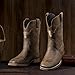 MacePhenoMelon Cowboy Boots For Men Square Toe Brown Western Men's Boots Vegan Leather Retro Pull On Country Short Boots DBR-10