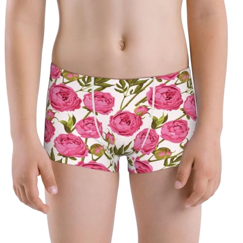 Boys' Cotton Boxer Brief Soft Underwear-Rose Flowers