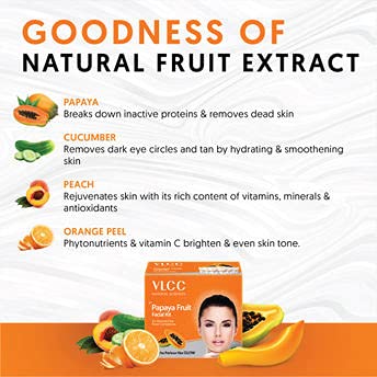VLCC Papaya Fruit Facial Kit Glowing, Blemish Free Skin, 60 g (Pack of 1) - Image 4