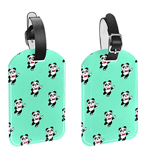 Étiquette à bagages anti-perte en cuir panda | Protection confidentialité pour valise