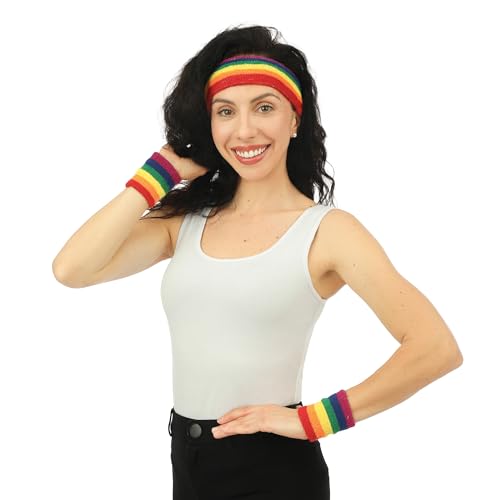 P'tit Clown re66671 - Set Headband and Cuffs Terry Rainbow - Image 2