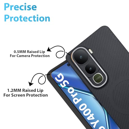 Image of LIRAMARK Rugged Carbon Fibre TPU Armor Silicone Back Cover Case for Vivo Y400 Pro 5G