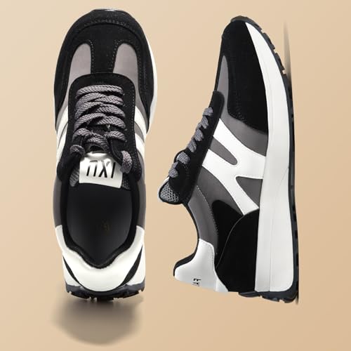 Wide Toe Box Shoes Women Wide Fashion Sneakers Comfortable Casual Walking Non-Slip Memory Foam Tennis Shoes Genuine Suede Sneakers Black - Image 5