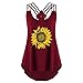 Produktbild Fairy Costume Oberteile Tops Frauen,Mode Beiläufig Weste/Elegante Damen Sommer Rundhals T-Shirt Sonnenblume Drucken Ärmellos Tanktops mit Bandagen