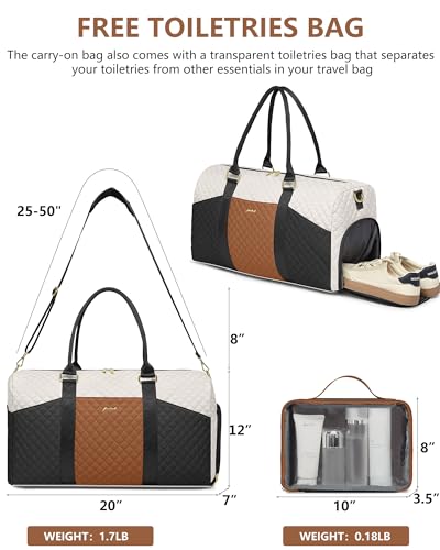 Image of Women Weekender Travel Duffle Bag: Travel Duffel Overnight Bags with Shoe Compartment Large Carry on Tote with Toiletry Bag Weekend Traveling Yoga Gym Hospital Bag for Women with Wet Pocket