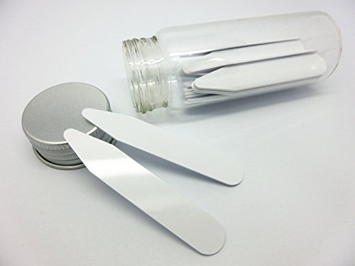 Image of Lary 28 Pcs Plastic Collar Stays in Glass Bottle, Men's Dress Shirt Accessory