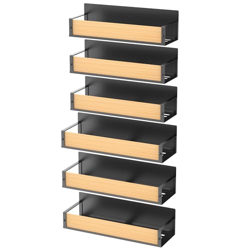 image for HuggieGems 6 Pack Magnetic Spice Storage Rack Organizer for Refrigerat