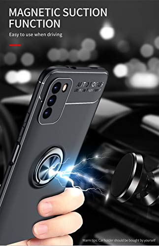 Coque Poco M3 antichoc bague métal et étui protection Xiaomi rigide rouge