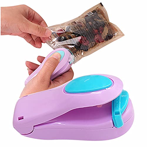 Mini Heat Sealer, Portable Sealing Machine, Handheld Heat Bag Sealer, Hand Pressure Heat Sealer, Used for Plastic Bag Food Storage Household Kitchen Supplies (Purple)