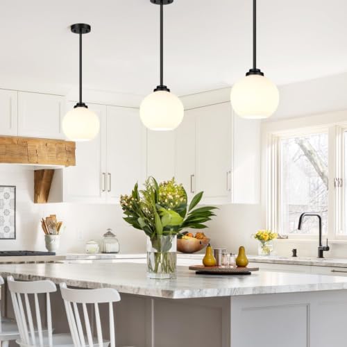 Image of 2 Pack Lamp Glass Shade Globe, White Frost Glassshade Covers Replacements for Light Fixtures, 1.65 In Fitter 6.5 In Height 7.5 In Diameter Globes Lampshades for Wall Sconces Chandelier Pendants