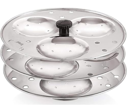 Stainless Steel Multipurpose Idli Maker Cum Kadai (3 Plates, Silver) Induction & Standard Idli Maker (3 Plates,9 Idlis) by Generic - Used condition - Image 2