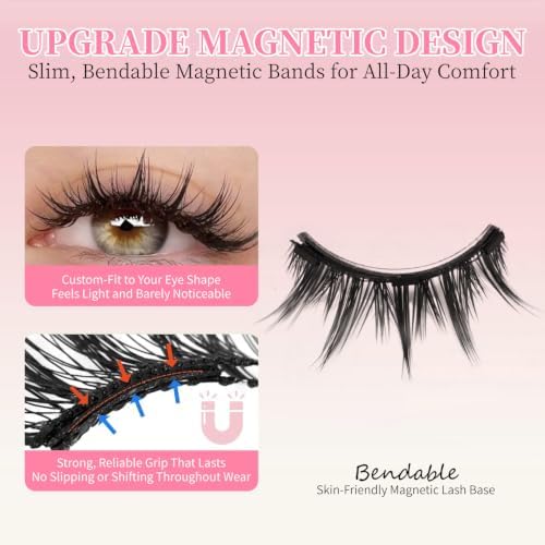 Magnetic Lashes with Applicator, Magnetic Eyelashes Natural Look, No Glue Needed, Reusable False Eyelashes Kit Easy to Apply and Remove, Lightweight Soft and Comfortable for Daily Makeup(WG) - 5