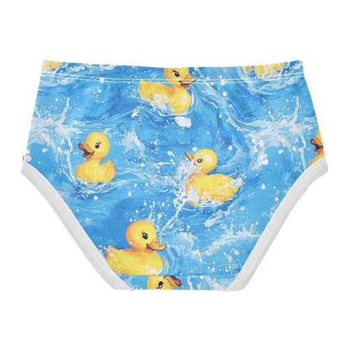 Wusikd Yellow Ducks Splashing Girls' Underwear Cotton Blue Water Girls Briefs Soft Toddler Underwear 2T2