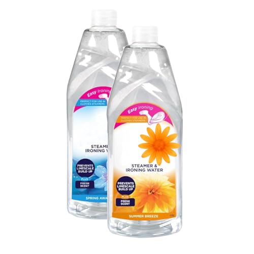 Ironing Water and Steamer 2 Scent Duo Bundle - with Spring Awakening & Summer Breeze Scents (2 x 1L) Fabric Care, Easy Ironing, Fresh Scent, Limescale Protection