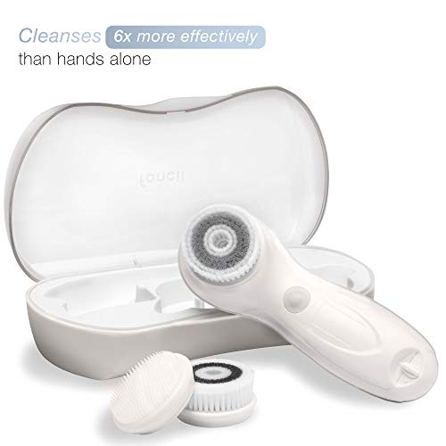 Waterproof Facial Cleansing Spin Brush Set with 3 Exfoliating Brushes - Complete Face Spa System by Fancii - Advanced Microdermabrasion for Gentle Exfoliation and Deep Scrubbing (Dove) - Thumbnail 2