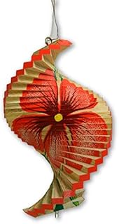 Thai Gifts Wooden Wind Spinner - Red Flower 20cm