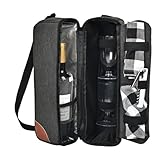 Wine Bag,Insulated Cooler Bag with Wine Glasses Steel Corkscrew Bottle Opener and Napkins Portable Wine Gift Bag for Picnics,Party,Travel (Gray)