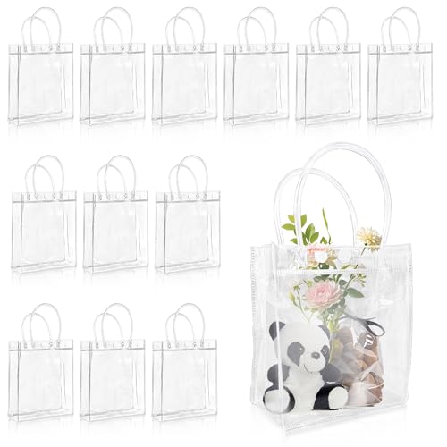 Woosuke 12 Pcs Clear Gift Bags with Handles 5.1x5.9x2.7