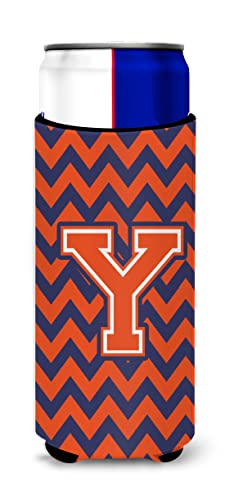 Letter Y Chevron Orange Blue Ultra Beverage Insulators for slim cans CJ1042-YMUK
