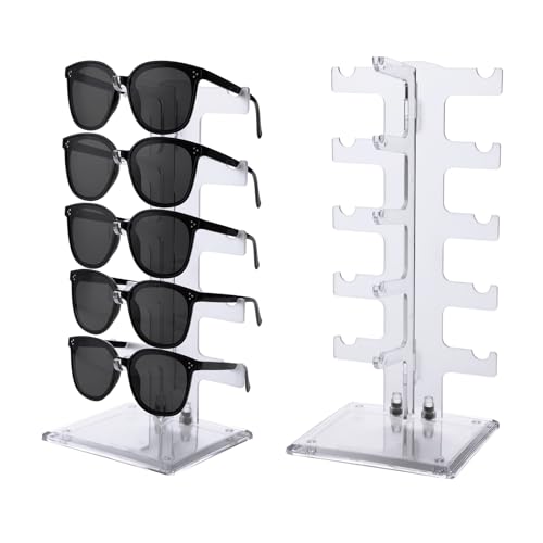 Acyrlic Eye Glass Holder Clear 5 Pairs Multiple Eye Glasses Eyeglass Eyeglasses Sunglass Sunglasses Holder Case Storage Organizer Display Stand Rack for Retail Display