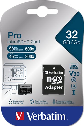 Verbatim Pro U3 Micro SDHC Speicherkarte mit Adapter, 32 GB, Datenspeicher für 4K Ultra HD Video-Aufnahmen, Micro SD Karte in schwarz, ideal für Action-Cams, Camcorder, Smartphones und Tablets – Bild 4
