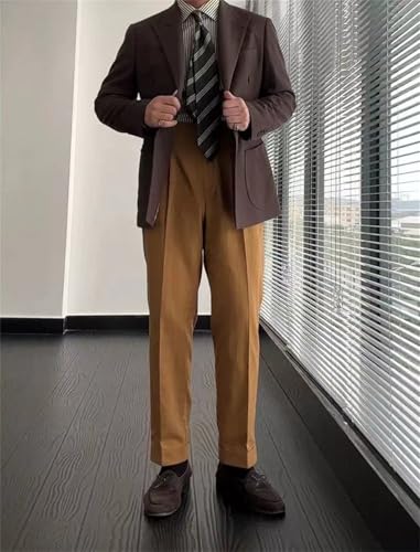 Men's Linen Dress Pants Straight Leg Summer Beach Vintage Trousers2