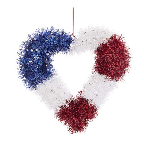 Show your love for America with our patriotic tinsel wall heart decoration. set 3 