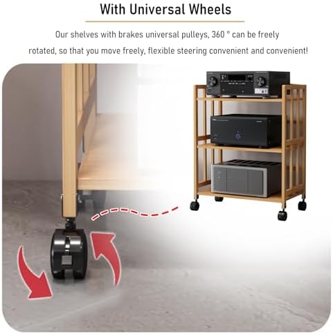 Heavy Duty Multi-Tier AV Media Stand & Audio Rack Cabinet for Smart TVs, Game Consoles, DVD Players, WiFi Routers & Hi-Fi Systems - Mobile Rolling Storage, 88cm x 60cm (35in x 24in) image 5