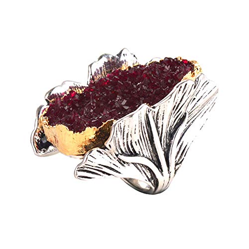 Bague de cocktail rétro avec cristal et résine, finition or et argent vieilli