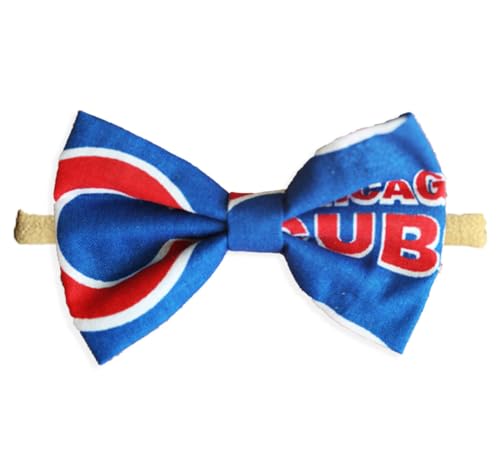 Image of Chicago Baseball Newborn Baby Girl To Toddler Nylon Headband Bow - Made In USA