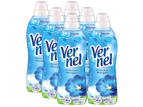 VERNEL Frischer Morgen Weichspüler 6x 39 WL (234 Waschladungen), Wäscheduft für 24 Stunden & 7 Tage langanhaltende Frische mit einzigartiger Duft-Technologie, recycelbare Flasche