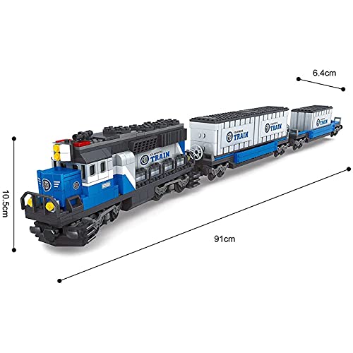sookin Technik Zug Eisenbahn Bausatz, 1008 Klemmbausteine City Güterzug Baustein Modell mit Schienen, Zug Elektrische… – Bild 4