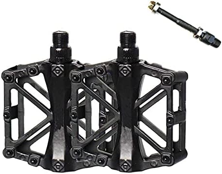 Free-fly Bicycle Pedal - Aluminum Bearing Bike Pedals with 16 Anti-Skid Pins - Lightweight Platform Pedals - Universal 9/16" Bike Pedal for Mountain BMX MTB Road Bike (Black)