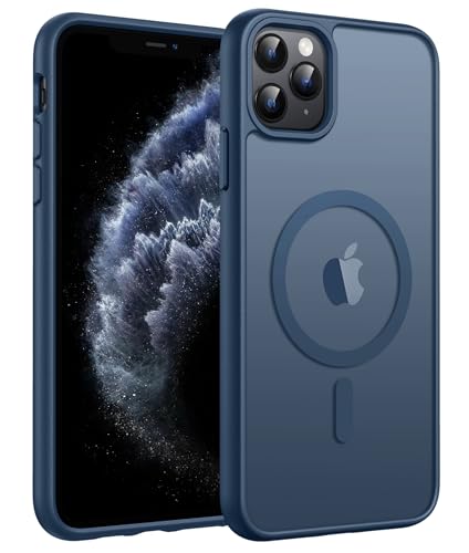 Image of FNTCASE for iPhone 11 Pro Case: [Compatible with Magsafe] Translucent Matte Magnetic Phone Cover - Military Grade Drop Protection Shockproof Protective for iPhone 11Pro 2019 Cases - Blue