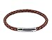 Produktbild AURORIS Echtleder-Armband geflochten 5mm mit Hebeldruckverschluss aus Edelstahl - Länge: 20cm / Farbe: hellbraun