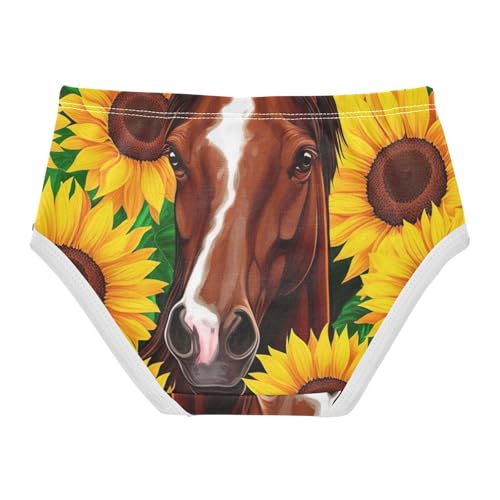 Cotton Girls Underwear Toddler Brown Horse Vibrant Sunflowers Little Girl Panties Fun Print Kids Briefs Undies 2t2